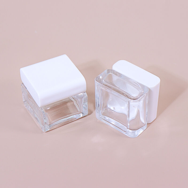 50G, 30G Transparent White Square Beauty Jar, Square Shape Shows Exquisite Charm