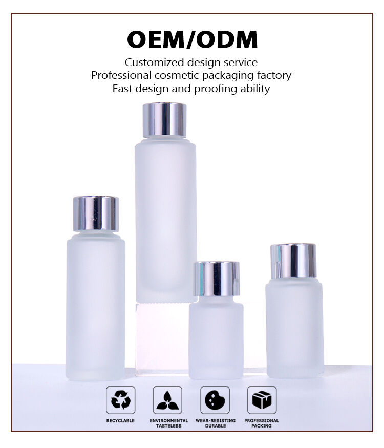 40ML, 30ML, 20ML, 10ML Minimalist Frosted Essence Bottle, Silver Lid / Dropper Shows Exquisite Charm supplier