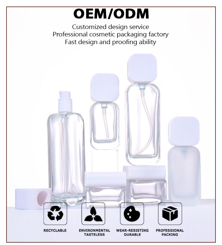 120ML, 100ML, 50ML, 30ML, 50G, 30G Transparent Minimalist Bottle Set, Square Design Shows Fresh Texture supplier