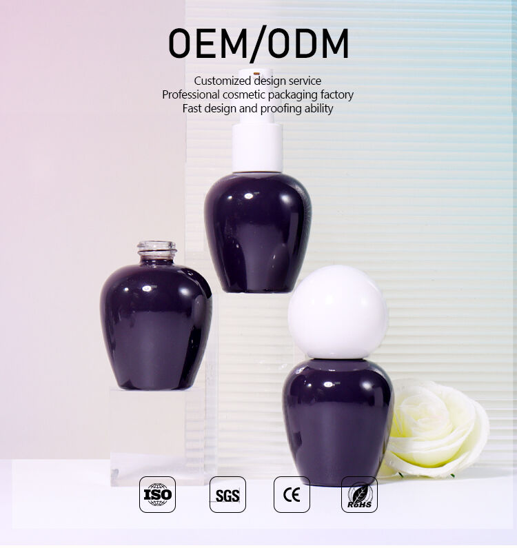 30ml Beauty Bottle with Dark Purple Body and White Spherical Cap supplier