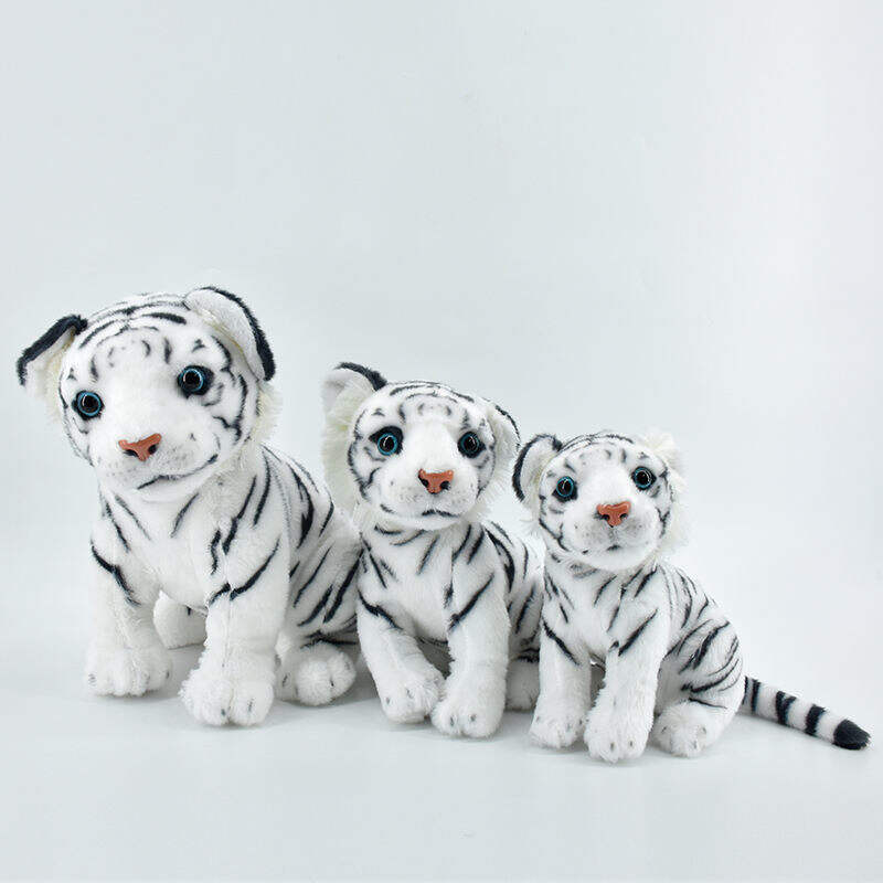 White Realistic Tiger Stuffed Animal Lifelike Forest Animal Baby Custom 3PCS Plush Toy Set