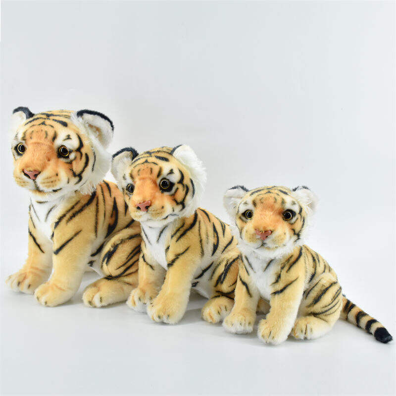 Custom Size 3pcs Lifelike Stuffed Animal Yellow Tiger Soft Plush Toys for Kids