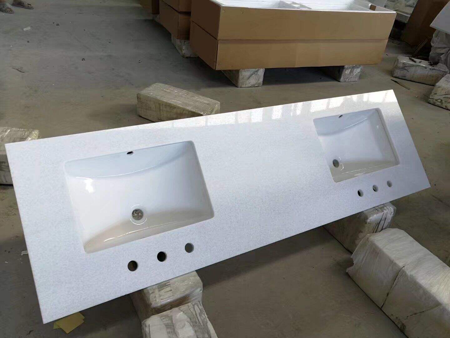 Customized Pure White Crystal Marble Bathroom Vanity Counter Top