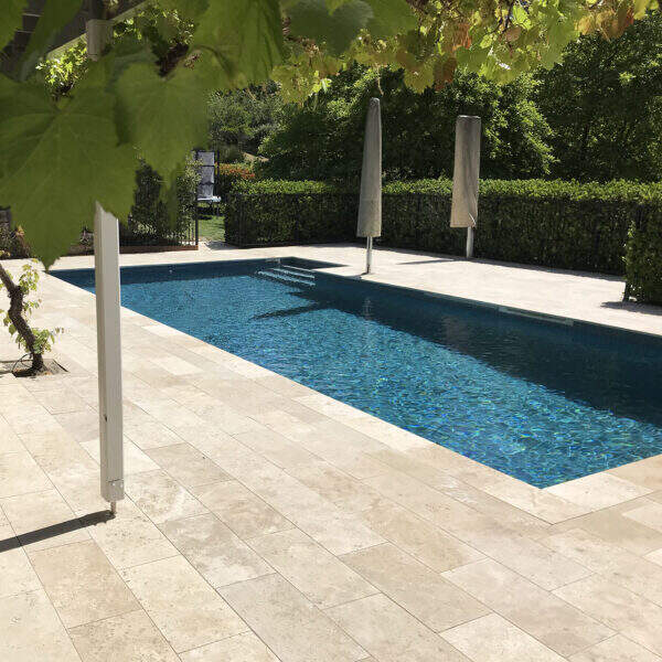 Natural Cream Beige Travertine Swimming Pool Deck Tile Coping Stone With Bullnose Edge