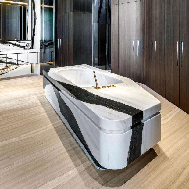 Panda White Marble Bathtub