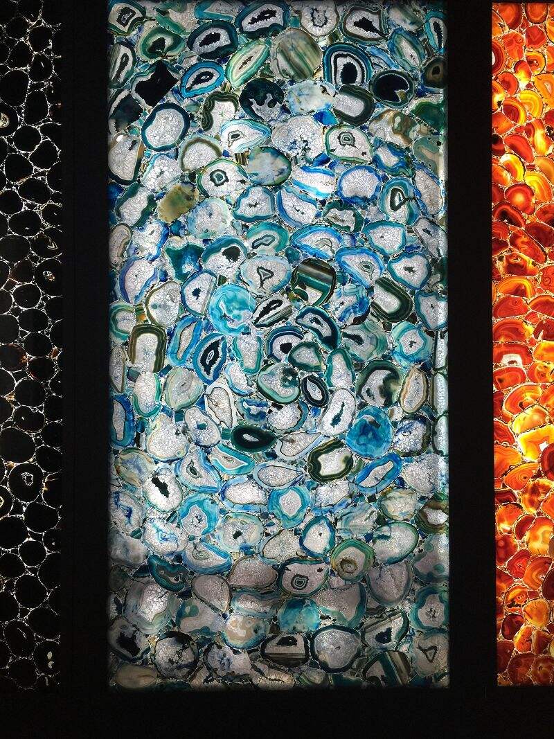 Backlit Blue Agate Stone Slabs