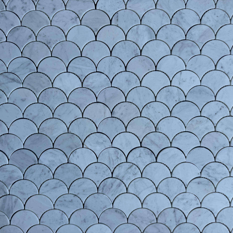Carrara White Marble Fan Shape Mosaic