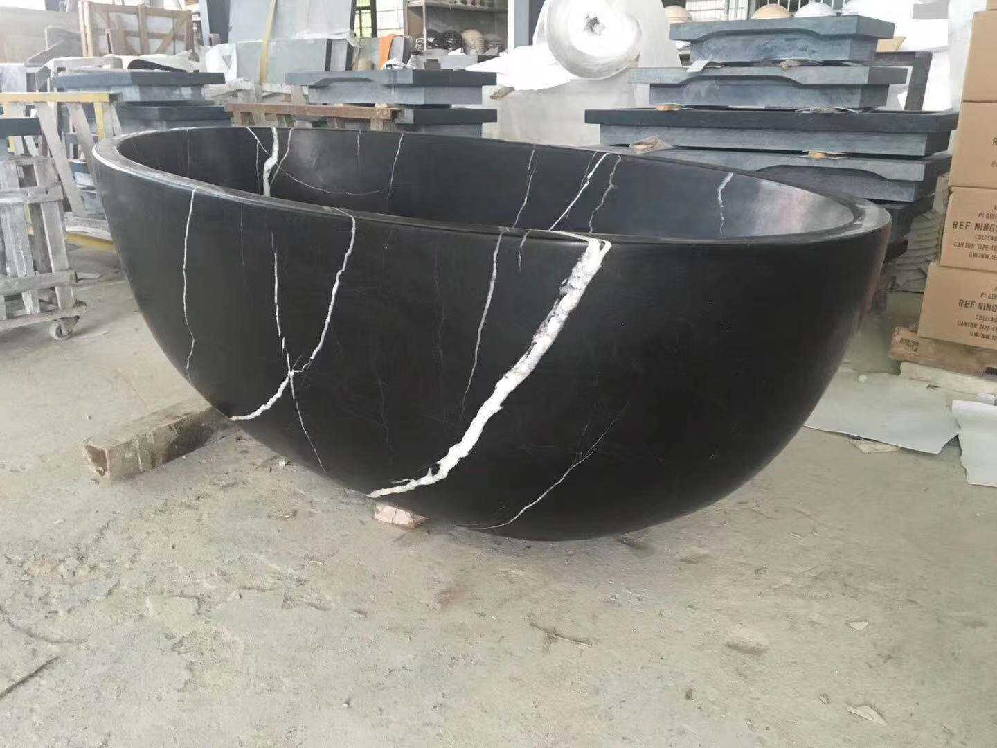 black marquina black marble bathtub-2