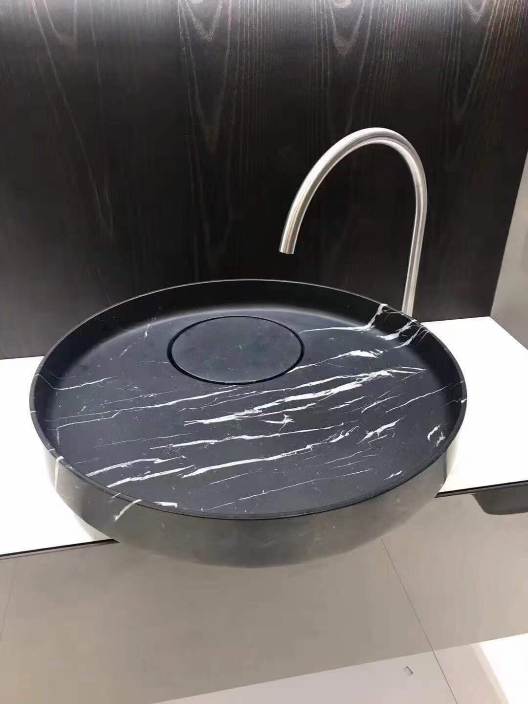 Black Marquina Bathroom Vanity Top Sinks