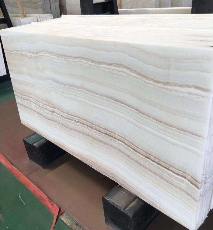 White Vanilla Onyx Slab Tiles manufacture