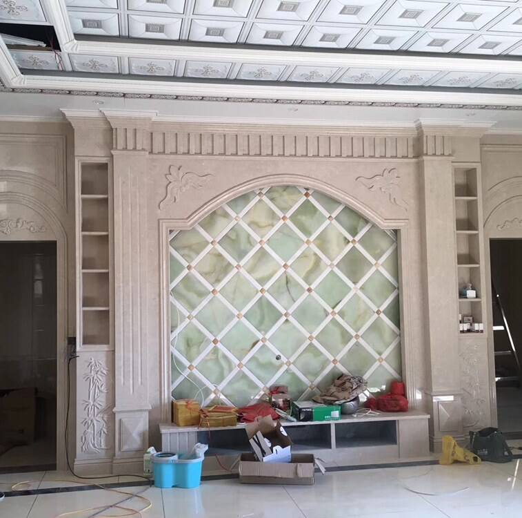 Custom Cream Marfil Marble Feature Walls details