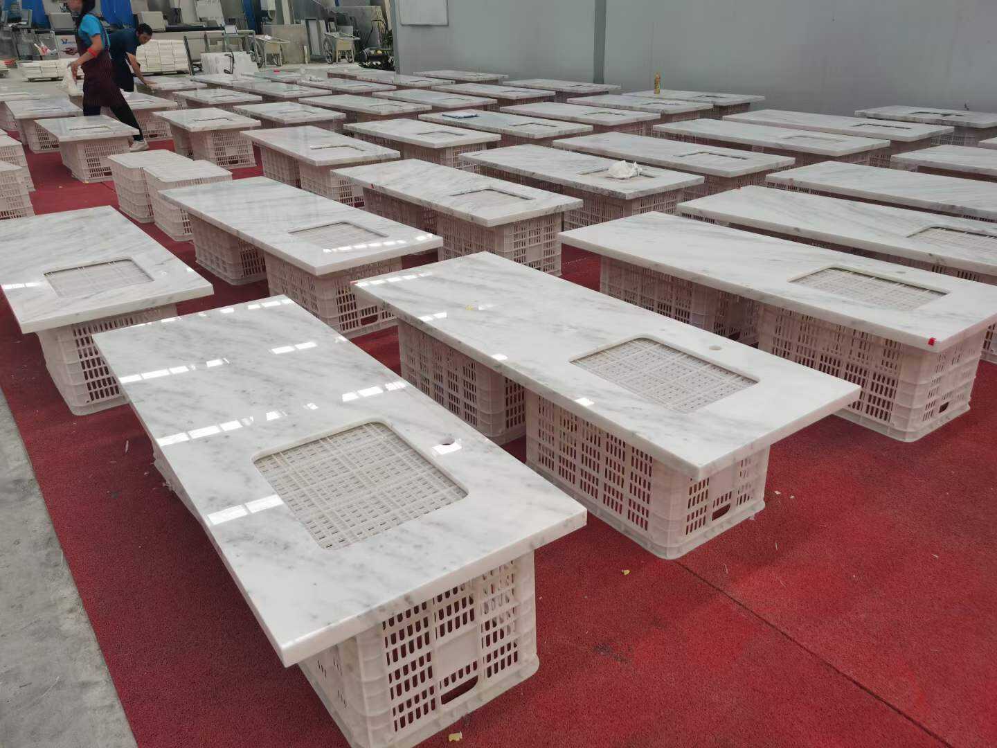 Natural Bianco Carrara White Marble Bathroom Vanity Counter Top