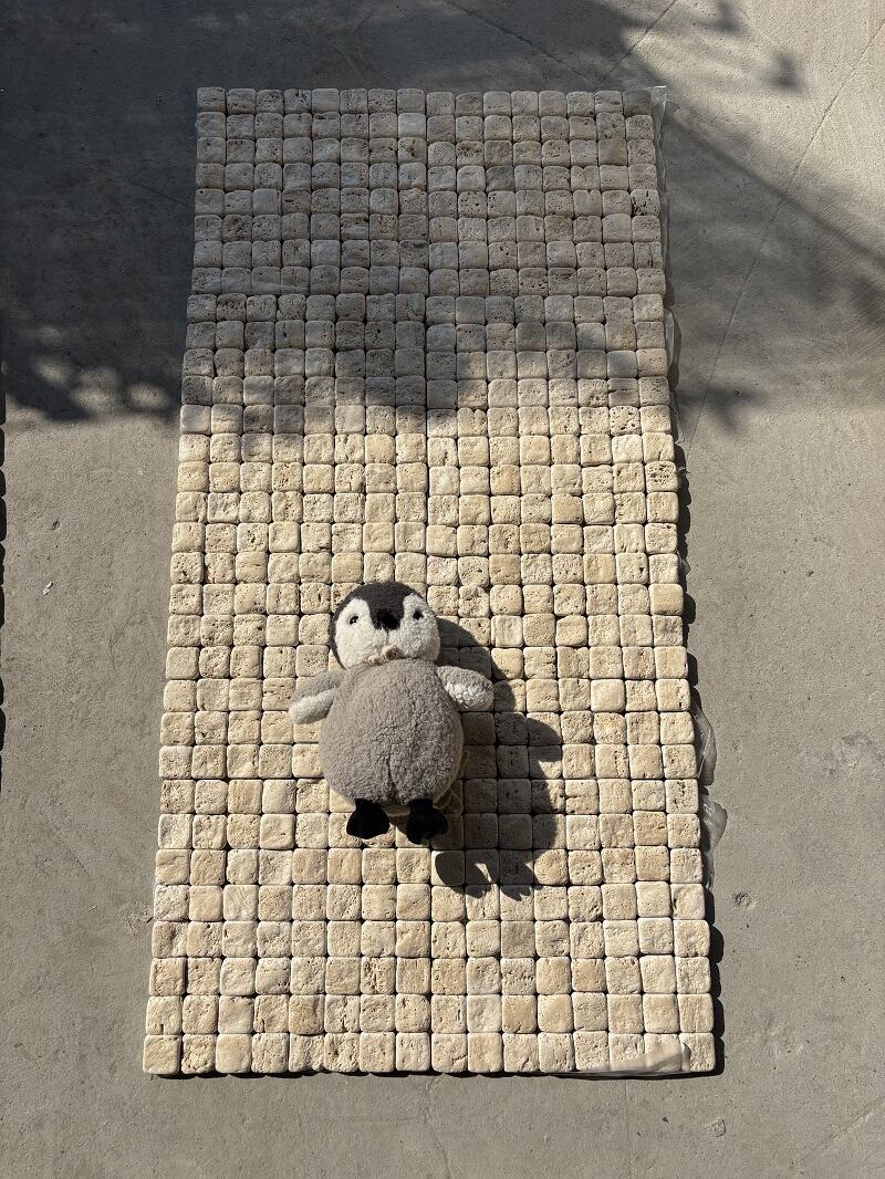 Beige Travertine Square Marble Mosaic Tiles