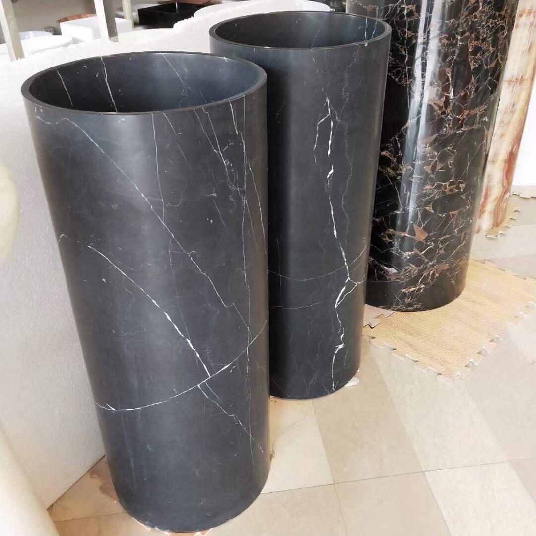 black marble pedestal nero marqiua standing wash basin-1