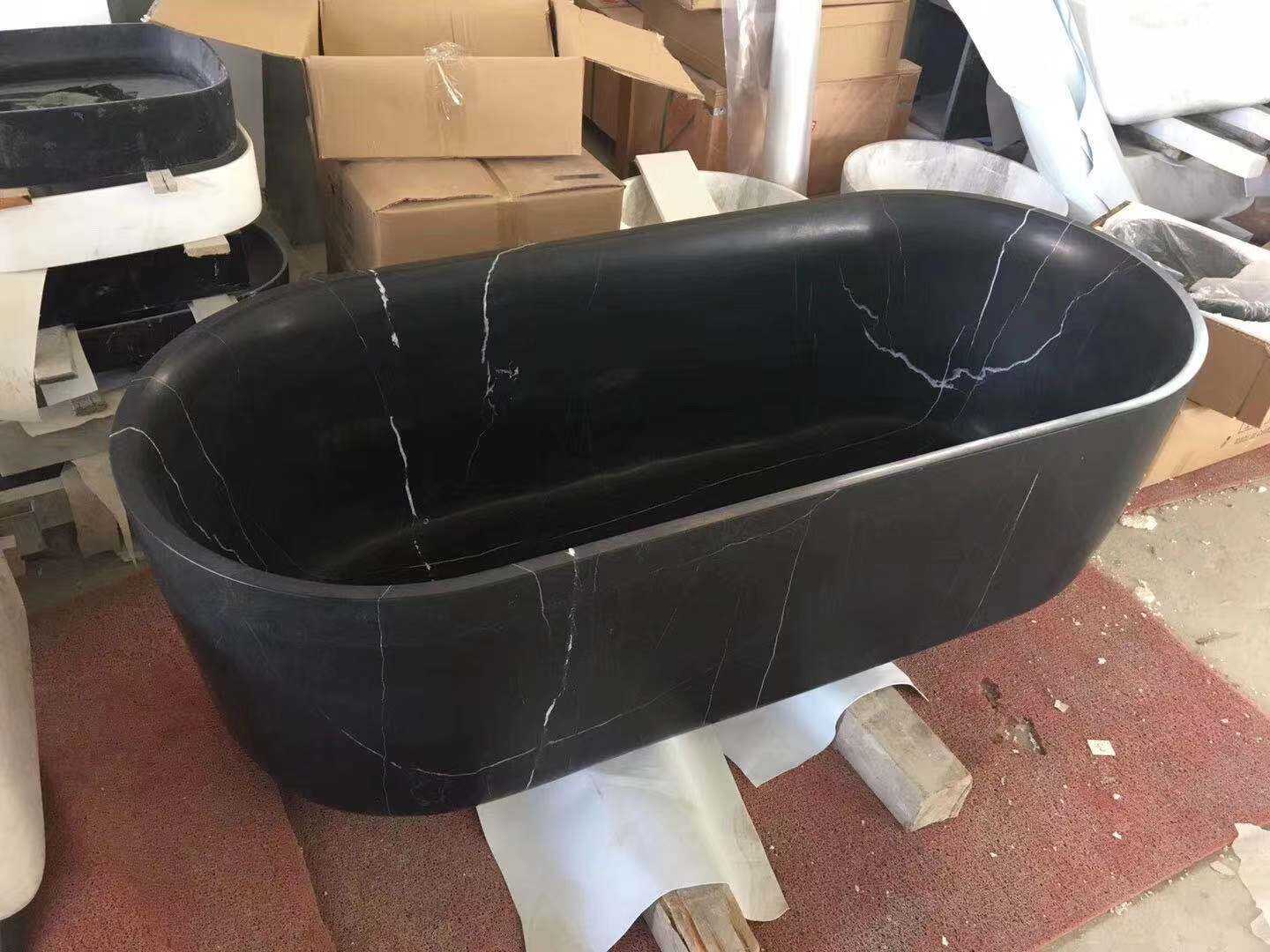 black marquina black marble bathtub-5