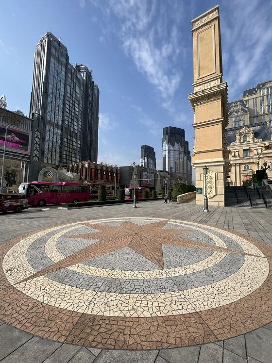 Exterior Floor Medallion Granite Mosaic North Star Design for Patio Paving