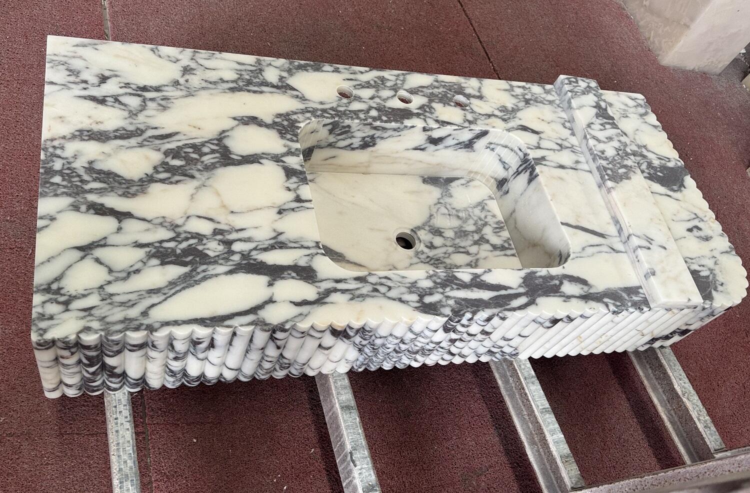 Natural Fluted Marble Stone Countertop for Hotel Apartment Project factory