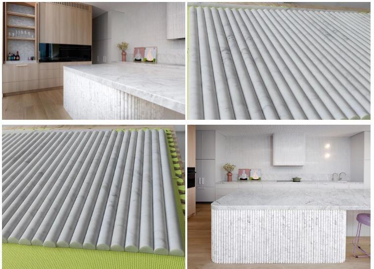 Natural Fluted Marble Stone Countertop for Hotel Apartment Project factory