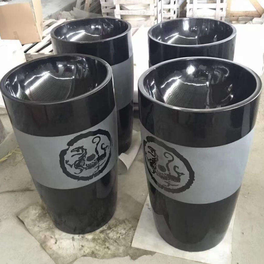 Black marble pedestal Nero Marqiua Standing Wash Basin