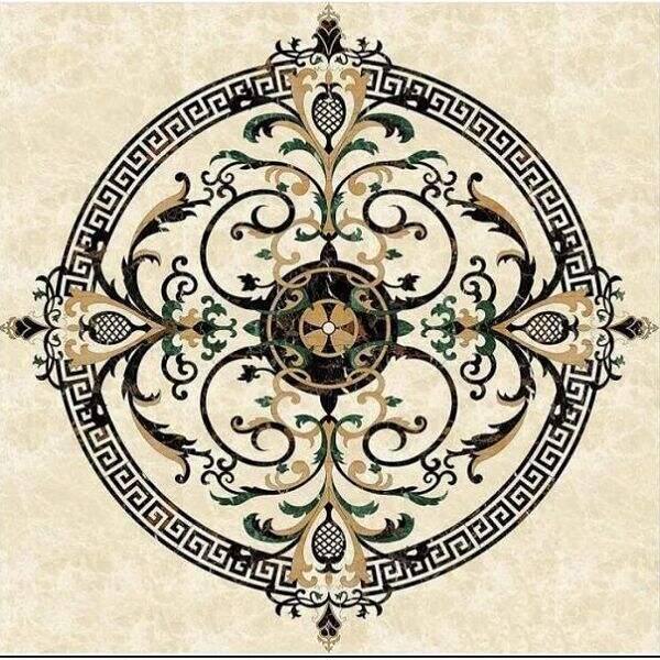 Waterjet Marble Medallion flooring tile for Hotel Corridor details