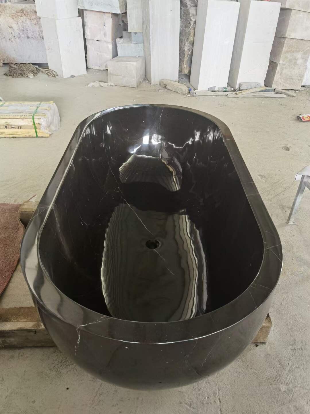 black marquina black marble bathtub-1