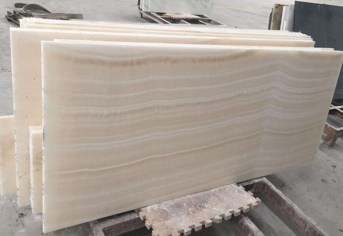 White Vanilla Onyx Slab Tiles manufacture