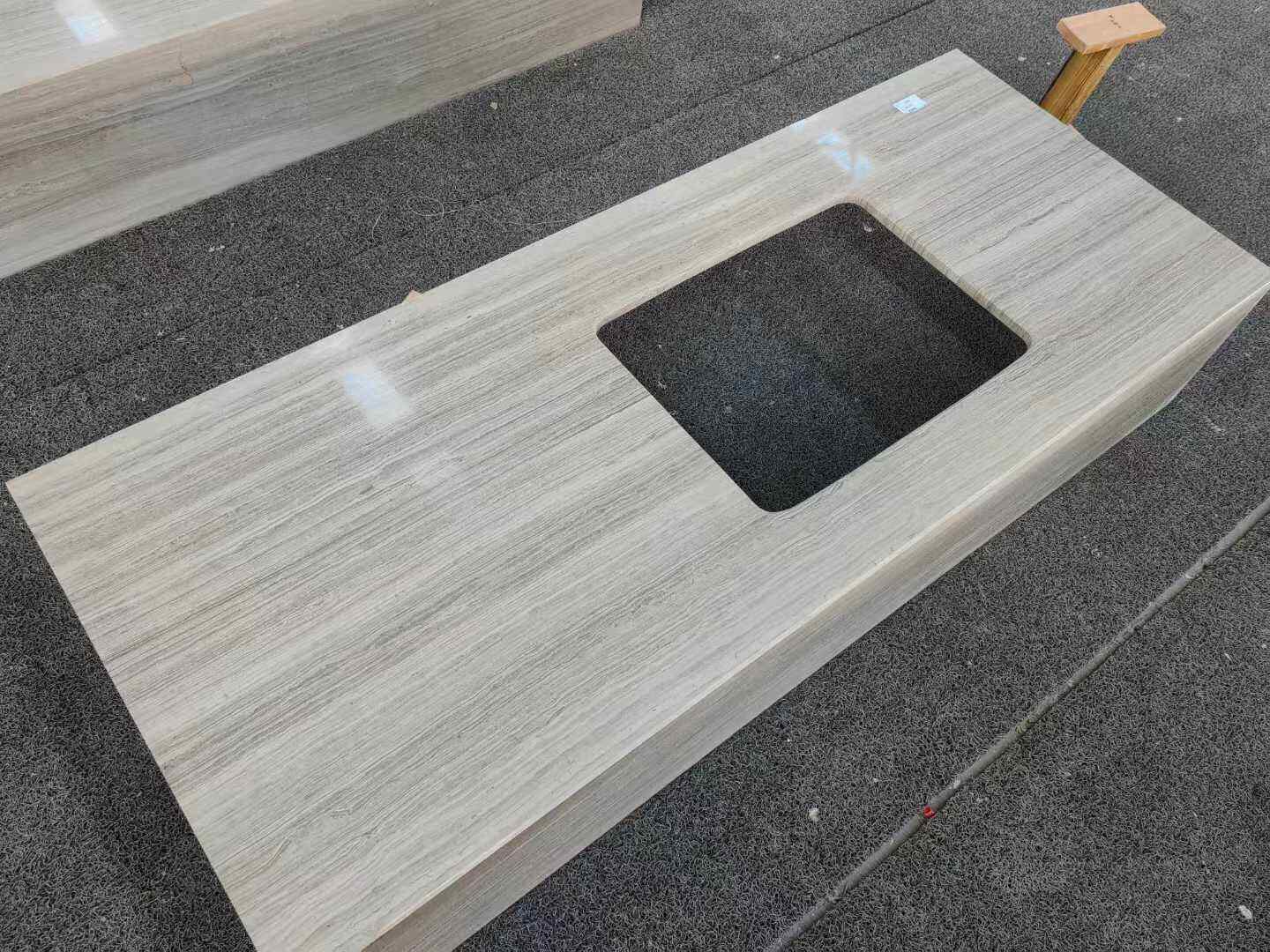 Natural White Grey Wood Grain Marble Vanity Top Bathroom Counter