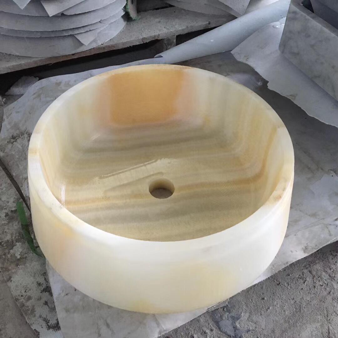 Honey Onyx Marble Wash Basin Natural Stone Sink manufacture