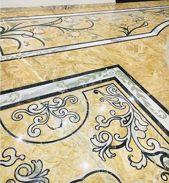 Waterjet Marble Medallion flooring tile for Hotel Corridor details
