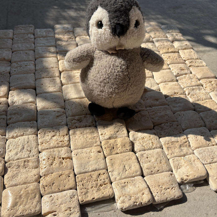 Beige Travertine Square Marble Mosaic Tiles