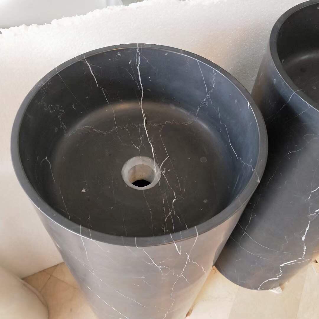 black marble pedestal nero marqiua standing wash basin-5