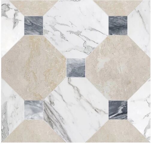 Botticino & Calacatta marble Checkerboard details