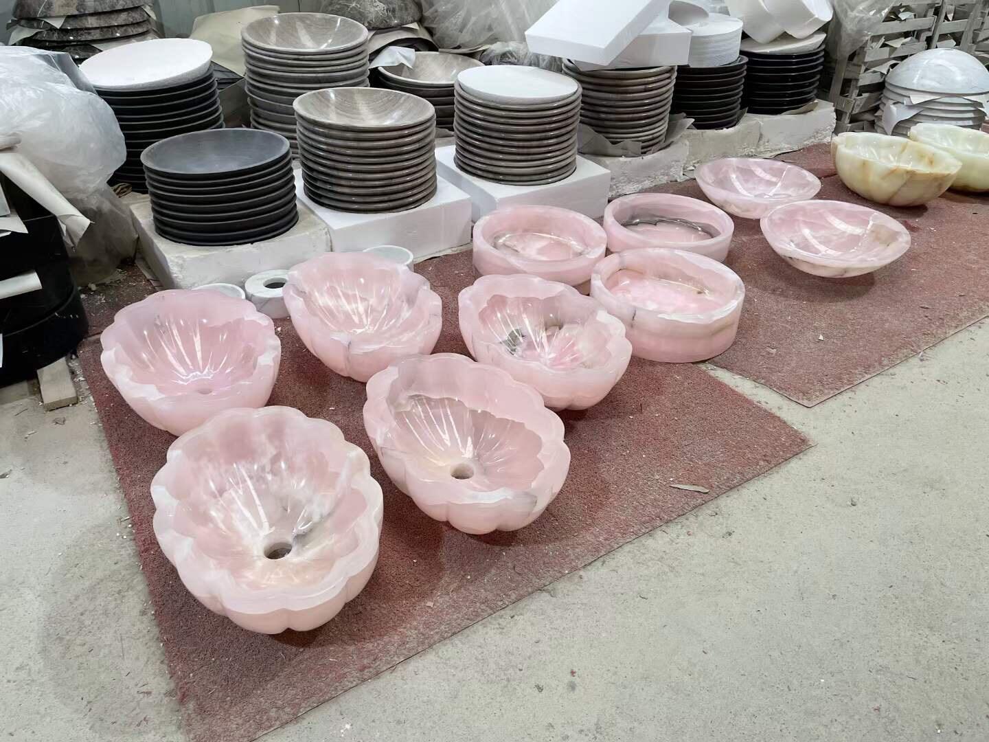 Modern Pink Onyx Bathroom Sink details