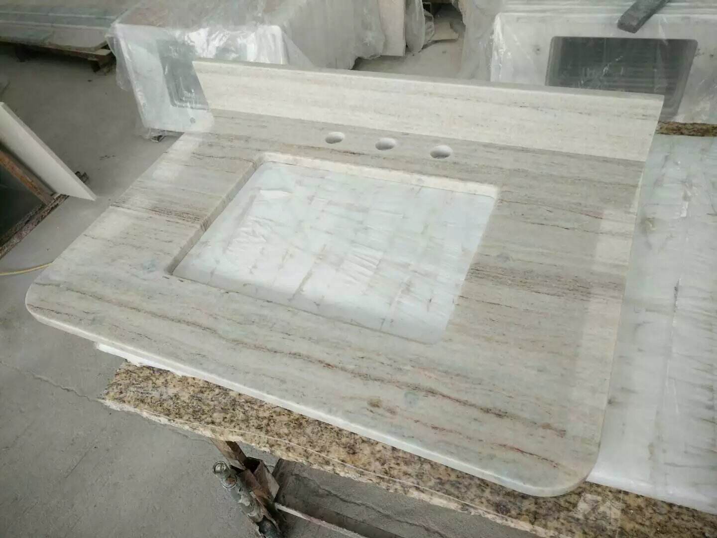Natural Crystal Wood Grain Marble Vanity Top Bathroom Counter