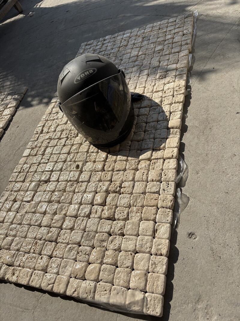 Beige Travertine Square Marble Mosaic Tiles