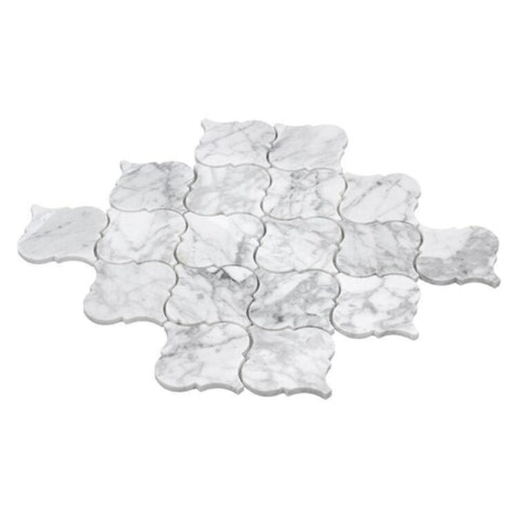 MODERN ARABESQUE GRAY WHITE GLOSSY CARRARA MARBLE MOSAIC supplier