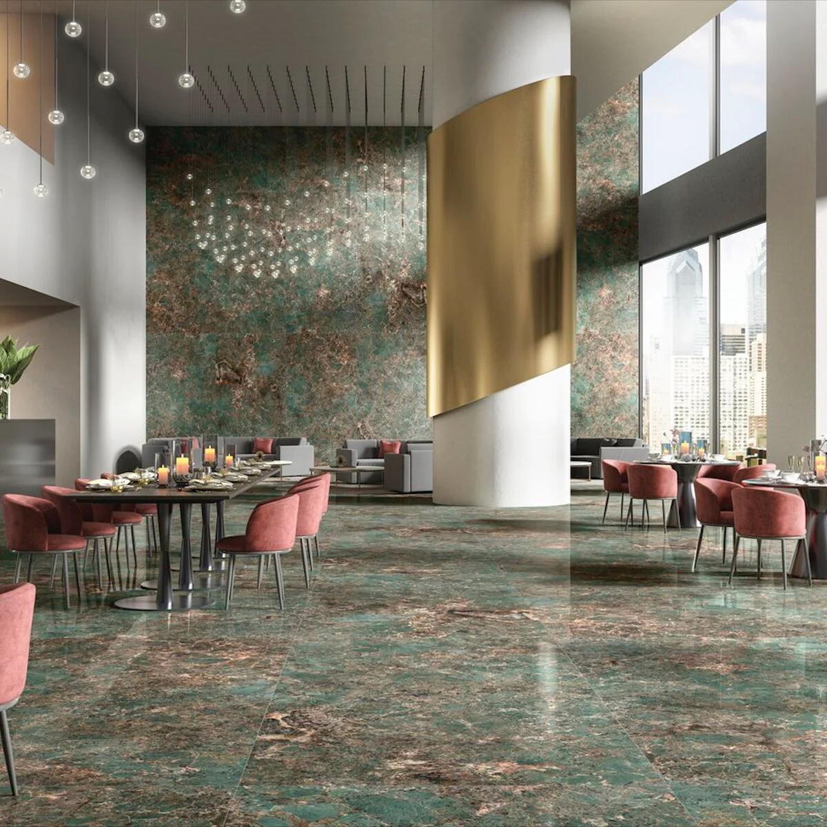 Honed Bookmatch Amazon Green Quartzite Thickness 18MM for Bathroom Walling supplier