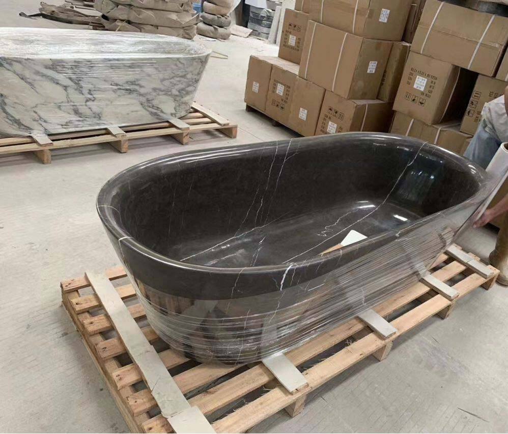 black marquina black marble bathtub-6