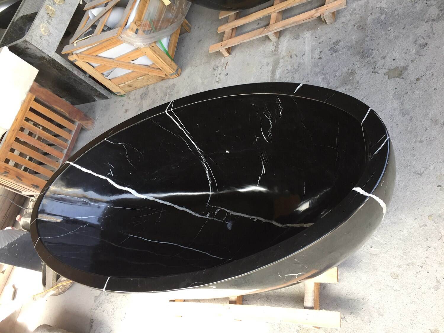 black marquina black marble bathtub-4