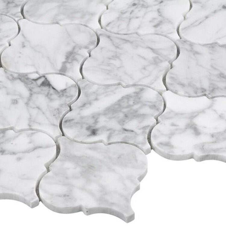 MODERN ARABESQUE GRAY WHITE GLOSSY CARRARA MARBLE MOSAIC supplier