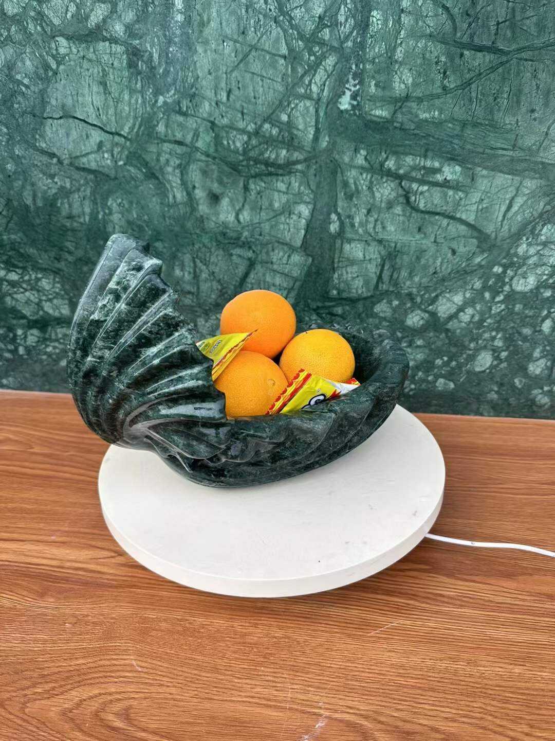 Natural Handcrafted Ruffled Marble Fruit Bowl manufacture