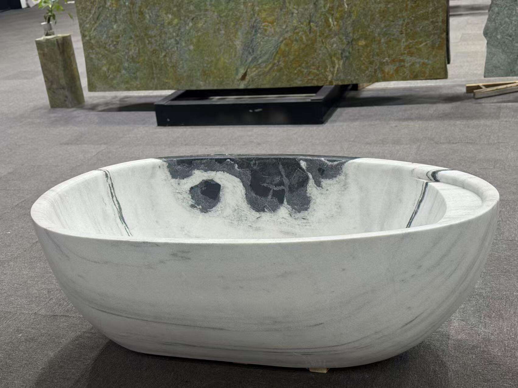 Panda White Marble Bathtub supplier