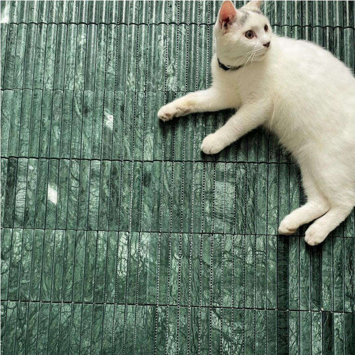 Honed Fluted Natural Concave Green Marble Mosaic