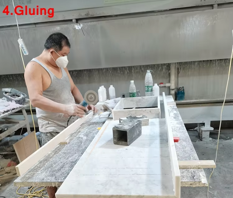 popular carrara white marble benchtop island for indoor modern kitchen-7