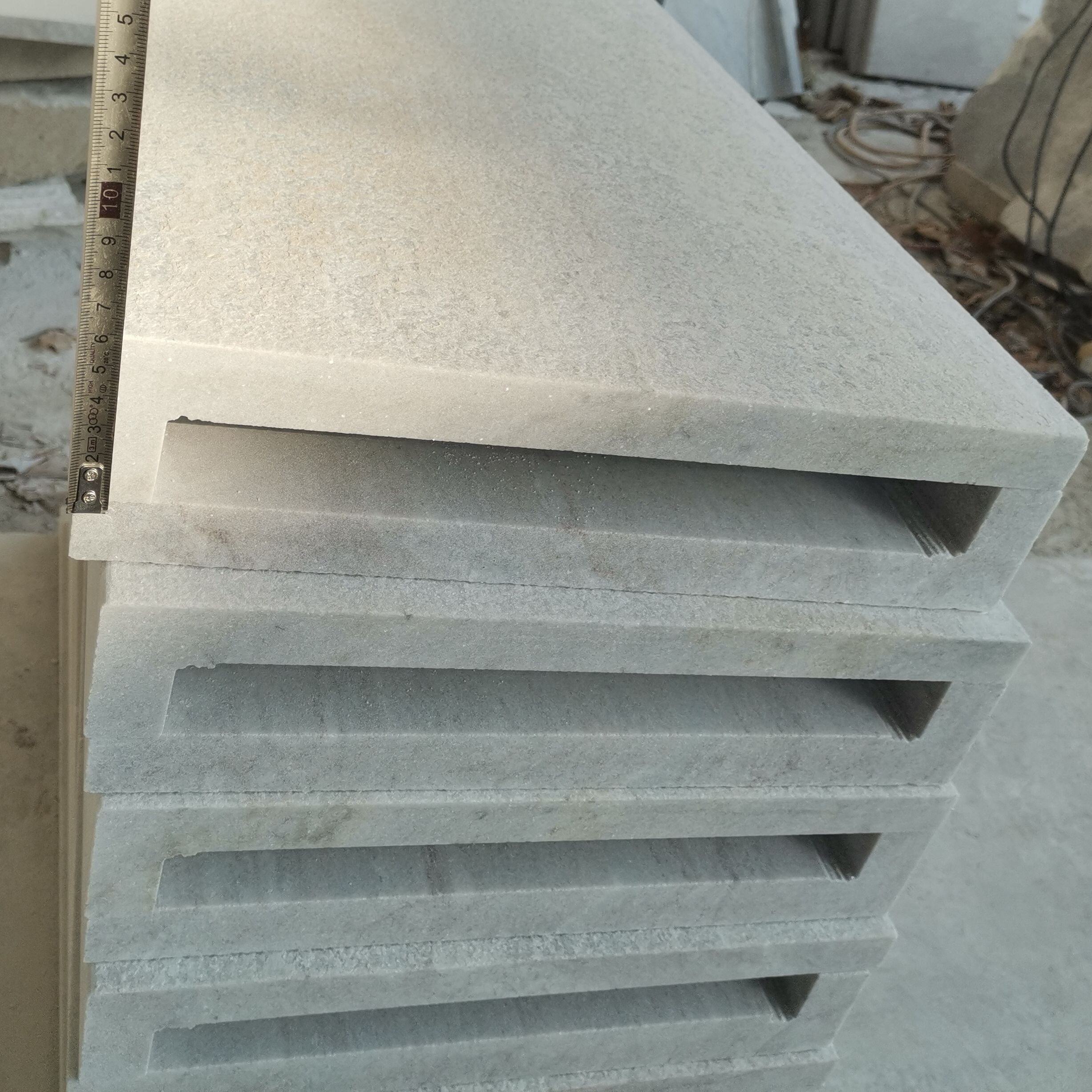 Natural White Quartzite Marble Pool Coping Stone and Deck Floor Paver Tile details