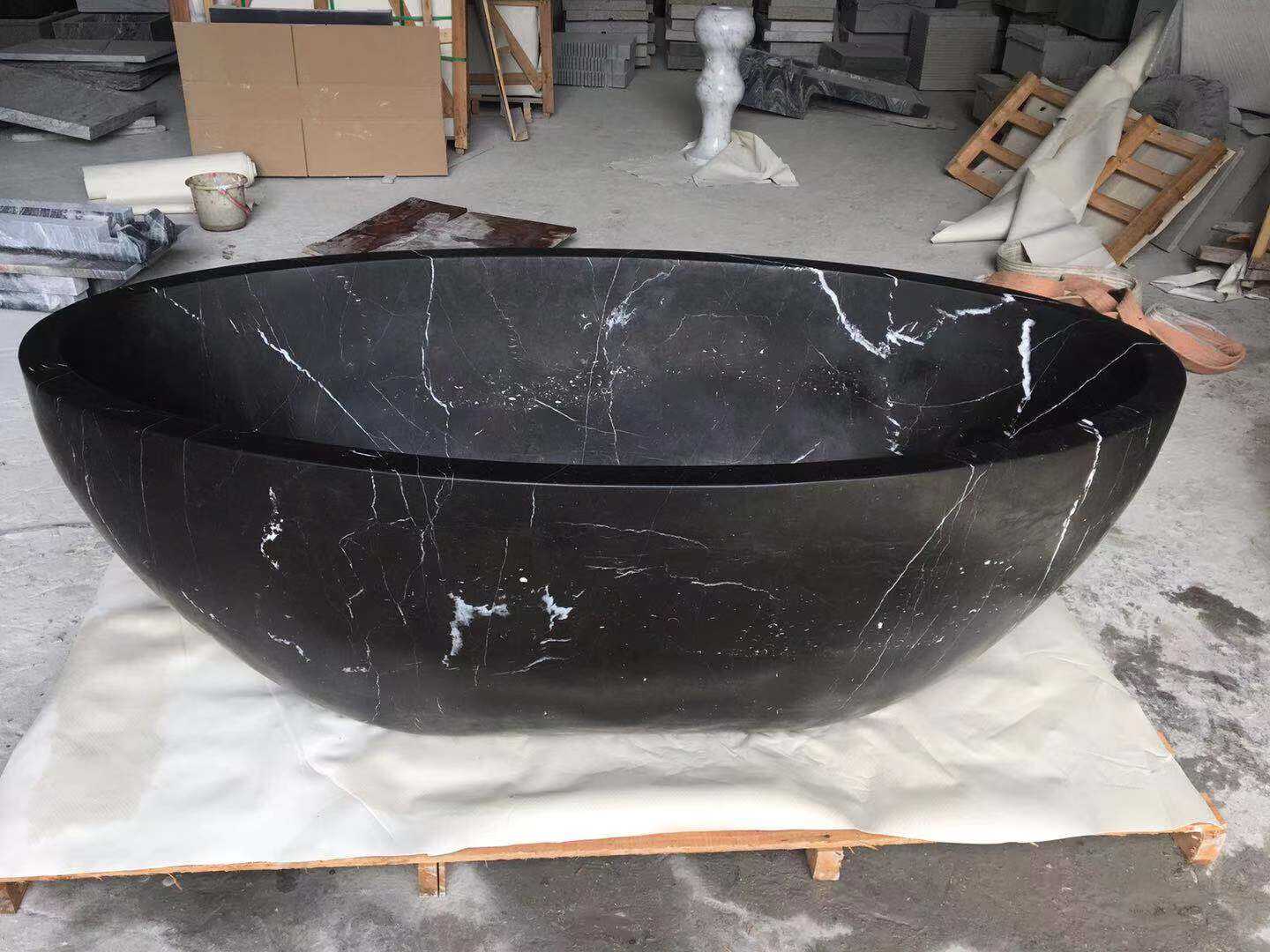 black marquina black marble bathtub-3