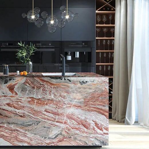 Arabescato Red Orobico Rosso Marble Countertop Worktop manufacture