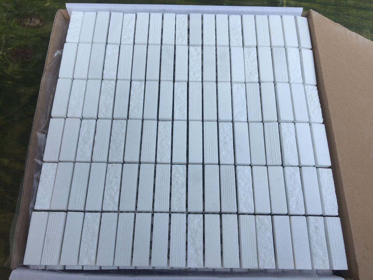 Modern Exclusive Design Mixed Surface White Marble Mosaic