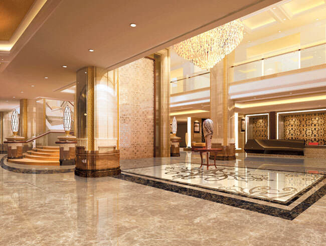 Polished Light Emperador Paving for Hotel Lobby Floors