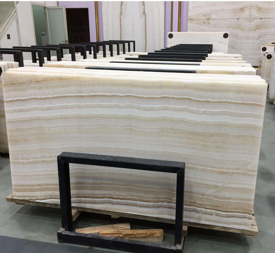 White Vanilla Onyx Slab Tiles